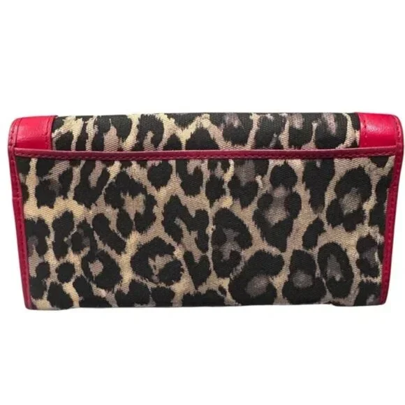 Coach Park Ocelot Print w/Red Trim Bi-Fold Wallet with Turn Lock Closure - Picture 5 of 9